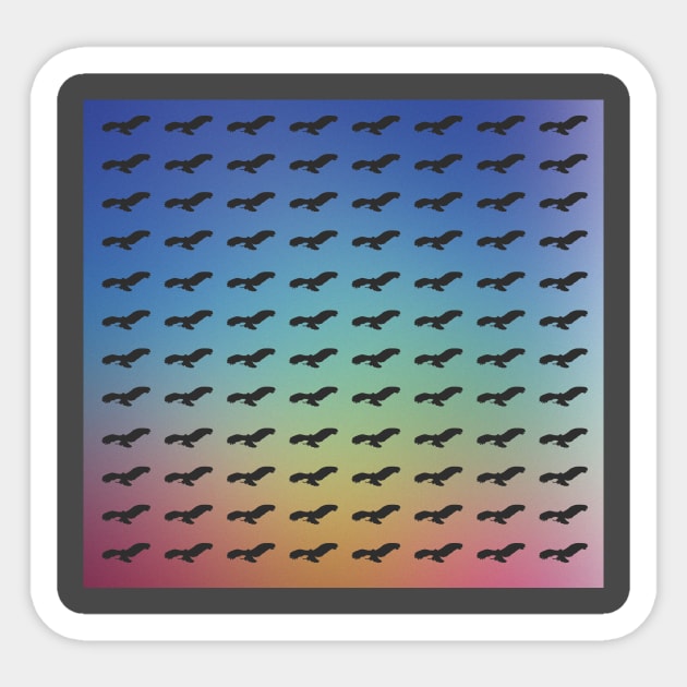 Flying Birds Black Silhouette Pattern w/ Colorful Background Sticker by Freid
